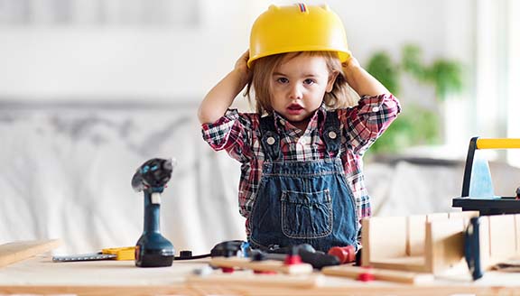 Toddler playing with blocks